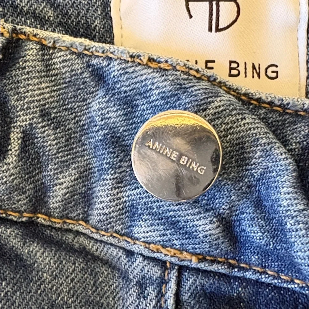 Anine Bing Distressed Button Fly Blue Flare Jeans Size 27 - Picture 7 of 16